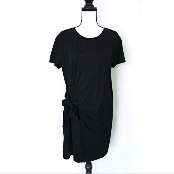 Vince Black Side Tie Lined Cotton Dress Size Small - Picture 5 of 9